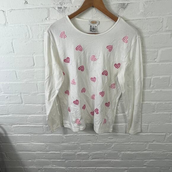 Talbots Women's Round Neck Pullover Sweater Long Sleeve White Pink Size Small - Picture 1 of 5